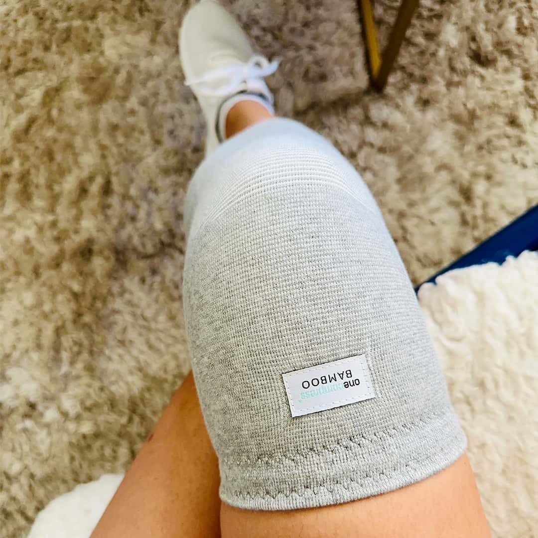 Bamboo knee sleeve worn outdoors